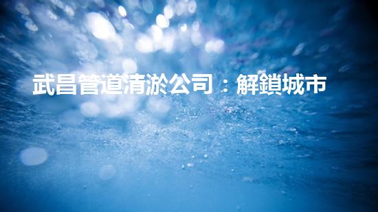 武昌管道清淤公司：解鎖城市血脈，重塑流動之道！